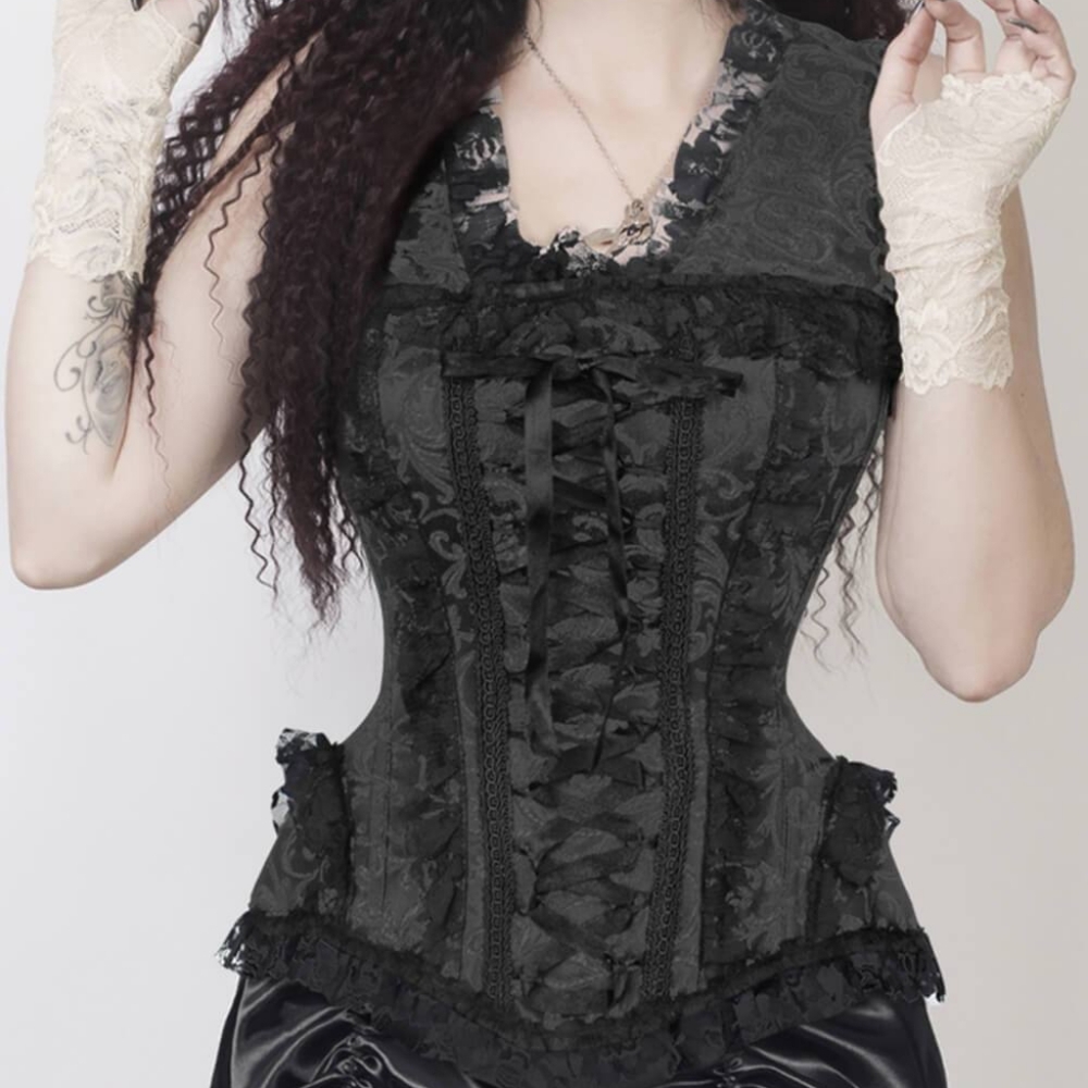 Burlesque  Black Brocade Corset